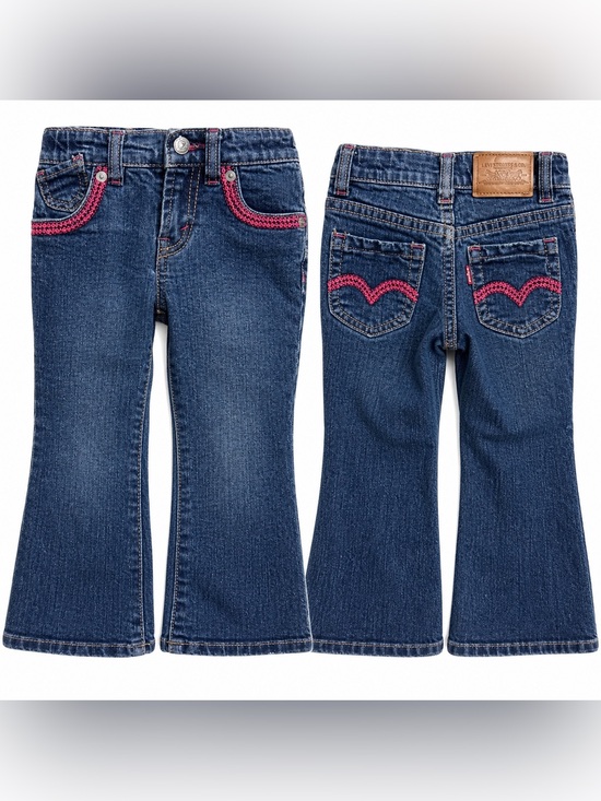 Levi's Other - Levi’s Girls 2T Jeans Pink Stitch Embellished Bootcut Denim Toddler Size 2T